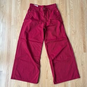 Red Baggy Mid-Rise GAP Wide-Leg Pants